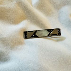 Vintage 1950 mother of pearl and silver tie clip